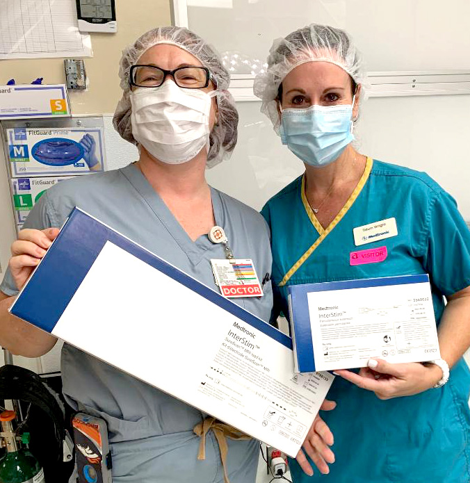 Image of Dr. Forstner implementing the new InterStimTM II system with SureSacnTM MRI technology. This MRI compatible device for fecal incontinence is the first recharge-free SNM system with full-body MRI capabilities. This incredible new incontinence technology allows patients the ability to live life their way!